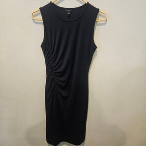 Women's Ann Taylor Black Sleeveless Ruched Midi Dress XS